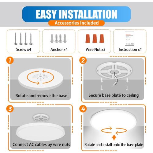 Allsmartlife LED Flush Mount Ceiling Light 4 Pack, 15.8 inch Thin Round Flat Panel Light 32W 4320lm, 3000K/4000K/6500K Dimmable, White Light Fixtures Ceiling Mount for Kitchen, Bedroom