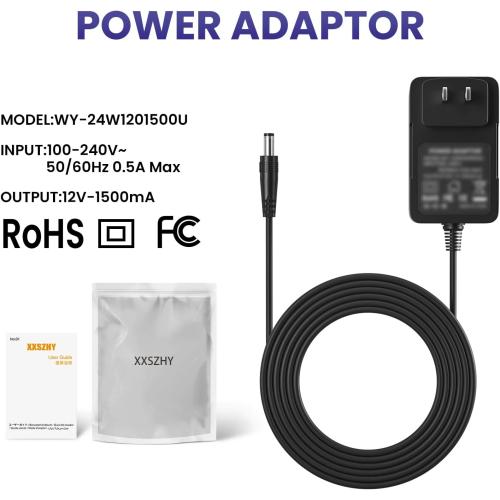 12V 1.5A Power Supply Charger Adapter for Yamaha PA130 PA150, Power Cord for Yamaha PSR, YPG, YPT, DGX, DD Series Keyboard - Only Compatible for Listed Models (9.8Ft Long Cord)
