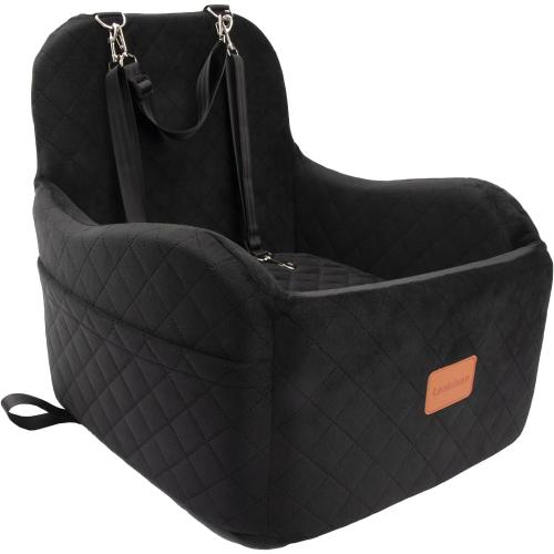 Dog Booster Car Seat for Small/Medium Dogs Up to 35lbs,Elevated Cushion Fits in Front/Back Seat,Fully Detachable and Washable,2 Storage Pockets & Dog Leashes,Easy to Install(Black,Medium)