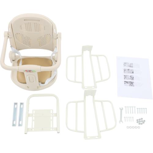 Rear Child Bike Seat, Back Mounted Kid's Bike Seat with Armrest Foot Pedals, Backrest Angle Adjustable, Rear Child Carrier Bike Chair for Children 1~8 Years, Load 66.14 lbs Coffee‼️incomplete‼️