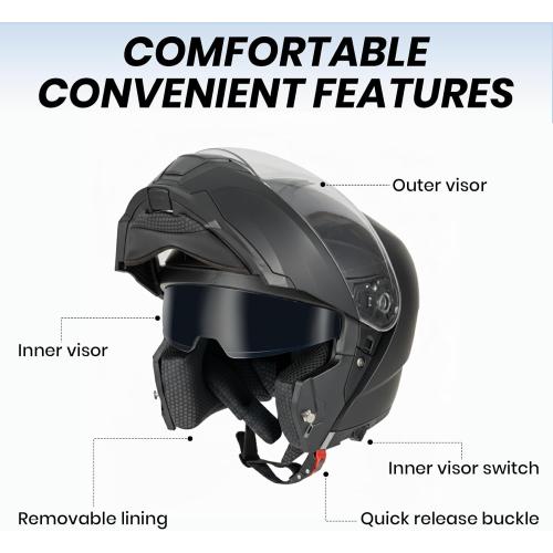 Favoto Modular Motorcycle Helmet, Flip Up Helmet with Dual Visor, DOT Approved, Lightweight Full Face Helmet Street Dirt Bike ATV Off Road Motocross Helmet for Adults