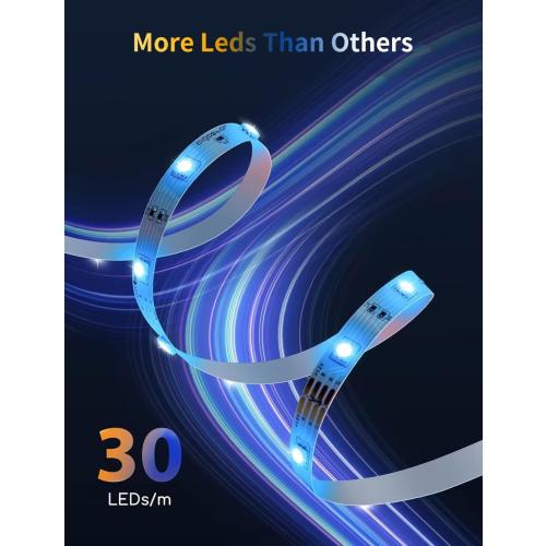 24.6 Ft Aigostar wifi Alexa Smart LED Strip Lights, 24.6ft RGB Led Strip Light with Smart App Control Remote, Led Lights for Bedroom,TV,Party and Christmas, MUSIC Sync Color Changing Light, Vioce control