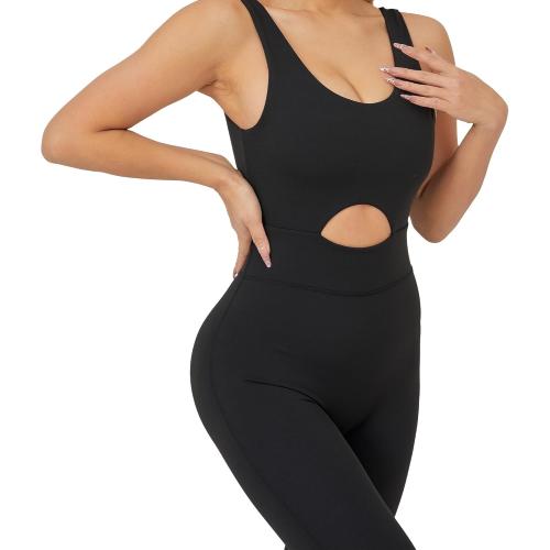 SizeM...Workout Jumpsuits for Women-Black Womens Jumpsuit Sleeveless Yoga One Piece Jumpsuits V Shaped Backless