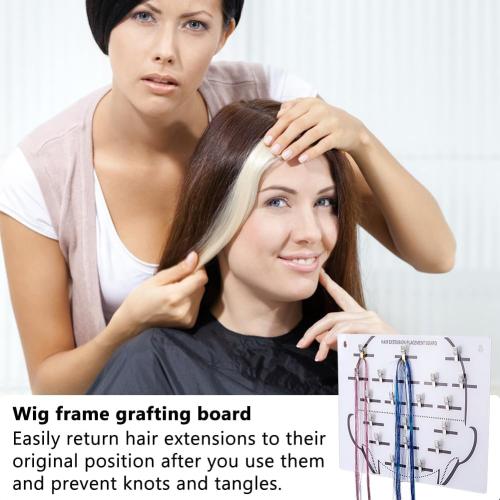 DICOSMETIC Hair Extension Tape In Placement Board Pink Acrylic Hair Extension Stand 11.6x13.4 Inch Wig Display Rack Board with 20 Built-In Clips Head Chart for Salon Tangle-Free Storage Organizer