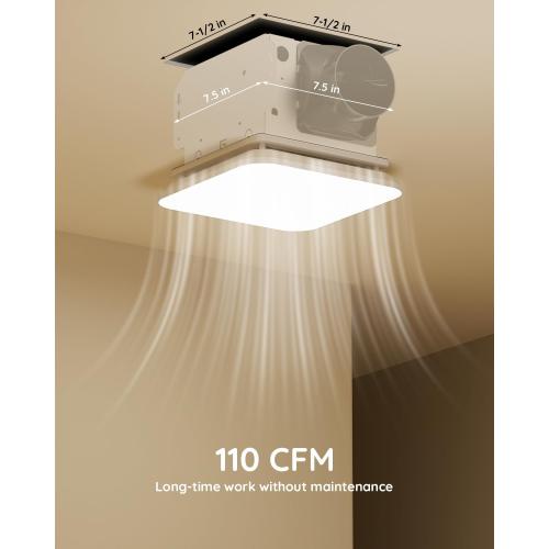 Fitop Bathroom Exhaust Fan with Light, 1.0 Sones 110 CFM 43W 1200LM