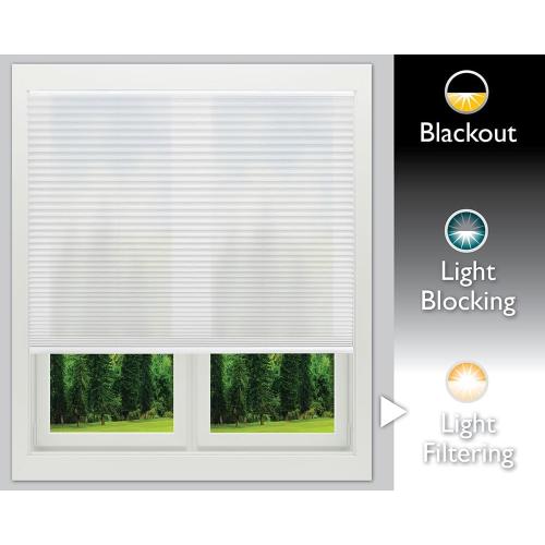 Color Natural Redi Shade No Tools Easy Lift Trim-at-Home Cordless Pleated Light Filtering Fabric Shade Natural