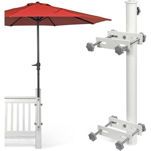 White 304 Stainless Steel Patio Umbrella Holder, Heavy-Duty Umbrella Deck Mount, for Outdoor Umbrella Holder for Deck Railing,Post Deck Umbrella Mount (Post, White)