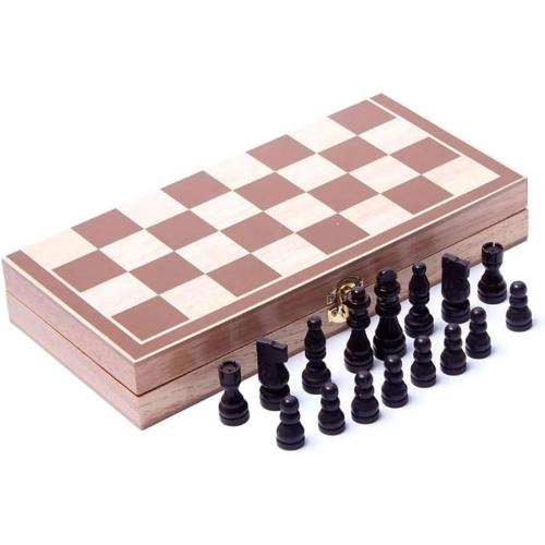 BlueSnail 15 Classic Vintage Standard Folding Wooden Chess Set, Foldable Games Board Crafted Carved
