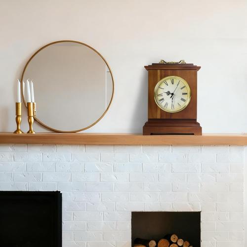 Shinoske Mantel Clock Battery Operated with Hidden Safe,Secret Compartment for Cash,Jewelry,Rings,Watches,Vintage Wooden Small Table Clock for Living Room,Fireplace,Home Decor,Rustic Brown