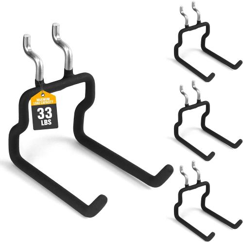 ELEAD 4-Piece Flat Pegboard Hooks, Peg Board Organizer Accessories for Hanging, Fit 1/4 Pegboard, Peg Board Tool Hangers for Garage Kitchen Workbench