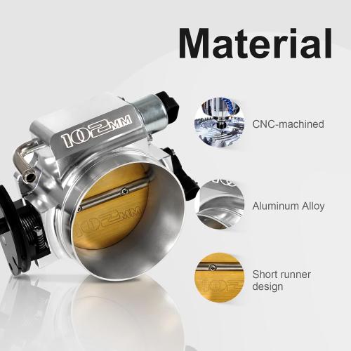 Silver 102mm Throttle Body for LS1 LS2 LS3 LS6 LS7 LSX with Throttle Position Sensors TPS IAC Aluminum Silver HTRACING
