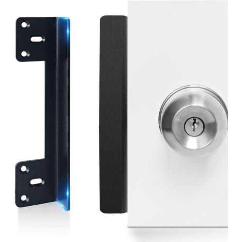 Door Latch Guard Plate 7” with 1” Offset Cover, Outswing Door Security Protector Shield, Heavy Duty Version, Door Knob/Deadbolt Latch Protector Plate (1 Pack)