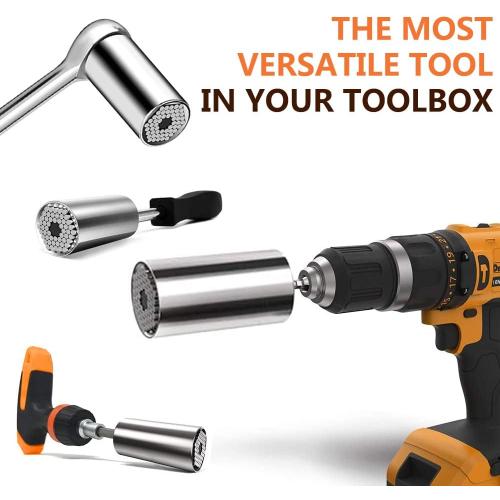 Universal Socket Set (7-19mm 11-32mm) Super Socket For Unscrew Any Bolt Tools with 3/8 1/2 Power Drill Adapters Super Sockets Multi-function Tool Gift for Dad, Husband and Men 4PCS