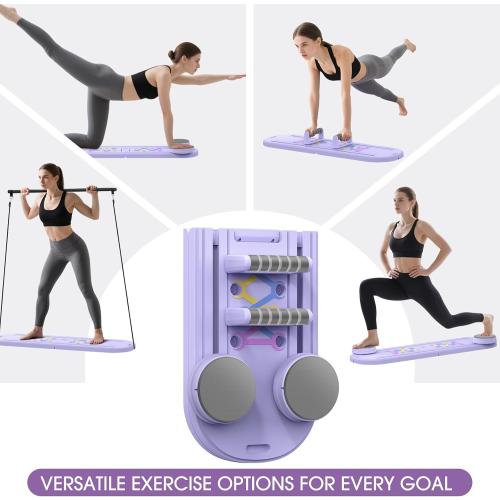 Foldable Pilates Board for Home Workout, 2025 New Pilates Reformer Set with Smart Timer, 7-in-1 Multifunctional Pilates Board Fitness Board, Pilates Reformer Machine Pilates Sliding Board