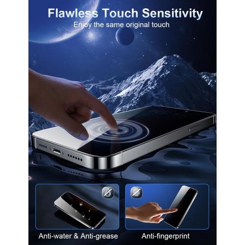ruwa Privacy Screen Protector for iPhone 15 Pro Max [6.7 Inch][2-Pack] Tempered Glass with Easy Installation Frame, Anti-Scratch,Anti-peep, Full Coverage
