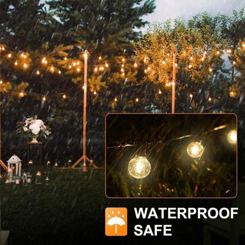 65FT LED Globe String Lights,Waterproof Hanging String Light with 30 Warm White Shatterproof G40 Bulbs(3 Spare), for Indoor/Outdoor Commercial Decor (65FT)