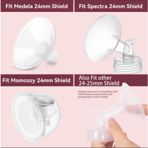 17mm Flange Inserts for 24mm Flange/Shield, Compatible with Momcozy/MOMMED/Spectra Breast Pumps, Pump Parts Replace (4PCS 17mm)