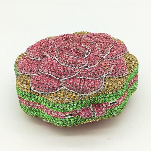 Boutique De FGG Rose Crystal Clutch Purse Women Flower Evening Bag Wedding Party Prom Bridal Rhinestone Floral Handbag,Mini