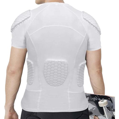 Mens Padded Compression Shirt Football Rib Protectors 6-Football Pads Chest Protector Padded Shirt Protective Gear for Football Baseball Basketball