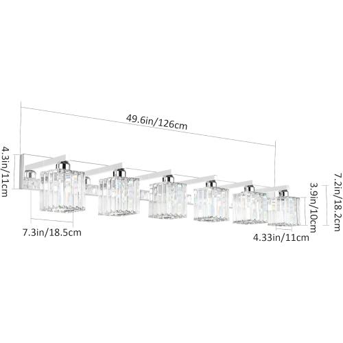 Aipsun Bathroom Vanity Light Fixtures 6 Light Chrome Vanity Light for Bathroom Crystal Vanity Lighting Fixtures (Exclude Bulb)