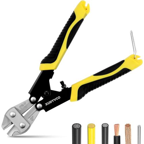 XUDYVCO 8IN Heavy Duty Mini Bolt Cutters with Labor-Saving Spring | Wire Cable Cutters with Non-Slip Handle, Powerful Cutting Capacity Wire Snips Pliers Clippers for Chain Mesh Screw Rivets