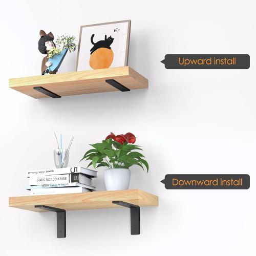 Heavy Duty Shelf Brackets 10 Inch, 6 Pack Floating Shelf Brackets, L Wall Shelf Bracket for DIY Decorative with Mounting Hardware