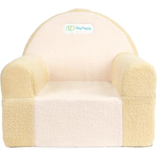 Toddler Chair, Comfy Foam Kids Couch with Soft Velvet Cover, Toddler Couch for Gaming and Studying, Kids Sofa That Fits Nicely with Any Modern Decor, Beige