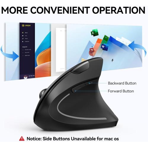 TECKNET Ergonomic Mouse, Wireless Bluetooth Vertical Mouse, 4800 DPI Optical Tracking, 6 Adjustable DPI, Quiet Clicks, 2.4GHz with USB A Receiver, 12 Months Battery, 6 Buttons, Wide Compatibility