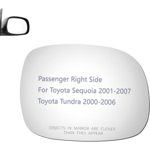 JZSUPER Side Mirror Glass fit for 2001-2007 Toyota Sequoia, 2000-2006 Toyota Tundra Passenger Right Side RH Convex, Including Adhesive (Non Heated)