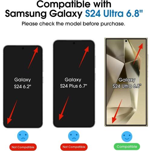 amFilm Auto-alignment OneTouch for Samsung Galaxy Screen Protector   Camera Lens Protector, Tempered Glass, 30 seconds Installation, Bubble Free, Case Friendly, Anti-Scratch [2 2 Pack] (S24U-6.8)