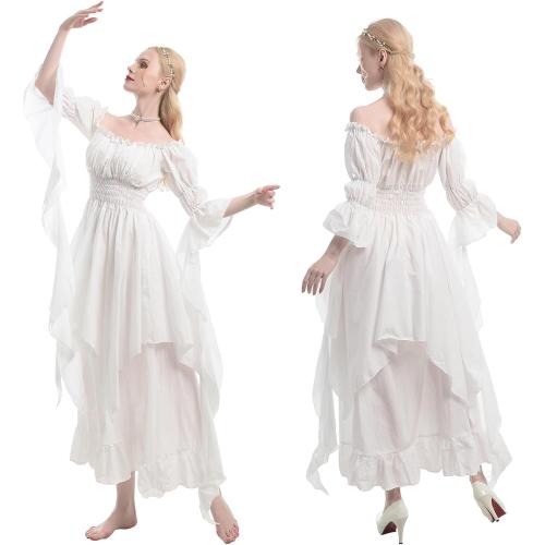 NSPSTT Victorian Dress Renaissance Costume Women Gothic Witch Dress Medieval Wedding Dress