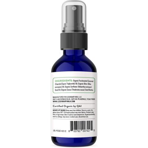 Legendairy Milk Pumping Spray 4 oz., Helps Sore Nipples & Clogged Ducts, Organic Lubricant for Breast Shields and Flanges, Vegan Breast Pump Spray, Natural & Lanolin-Free, Made in USA
