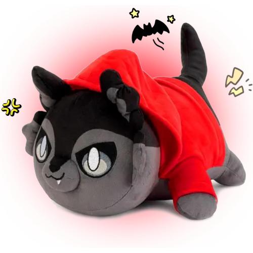 Red-Coated Wolf Cat Plush - Cat Stuffed Animal Non-blind box Collectible | Delicate Embroidery | Kawaii Lying Kitten Collectible Toy | Ideal Cute Decor & Birthday Gift