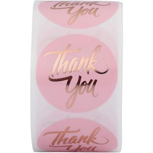 Yoption 1.5 Round Thank You Stickers, 500pcs Pink Mailing Supplies Labels Per Roll, Pink