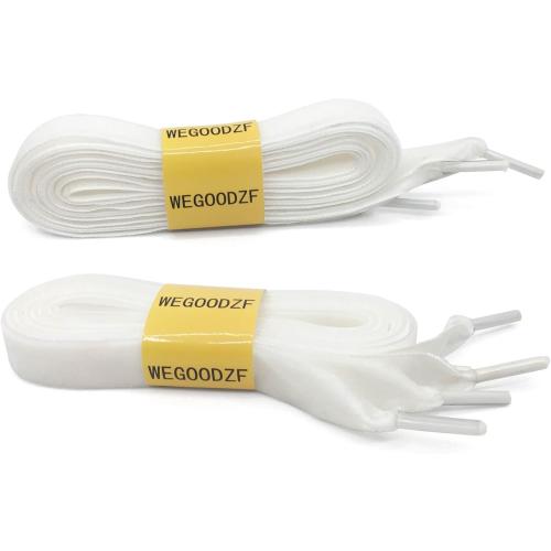 White Flat Wide Velvet Shoelaces: 2 Pairs 1.6CM Single Side Velvet Laces for Women