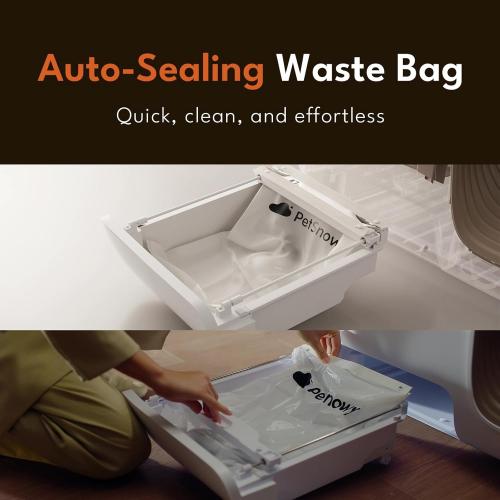 Color White PetSnowy Self-Cleaning Automatic Cat Litter Box with Odor Control TiO2 System, Robot Litter Box with Auto-Packing, App Control, Large Cats & Multiple Cats (2025 Premium Version)