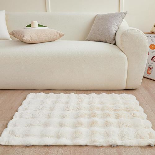 Creamy White Rabbit Plush, Fluffy Faux Fur Shaggy Area Rug