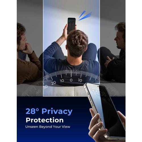 MAGIC JOHN 2 Pack for iPhone 15 Pro Max 6.7 inch Privacy Glass Screen Protector, Auto Dust-Elimination Installation, Bubble Free, Easy Installation