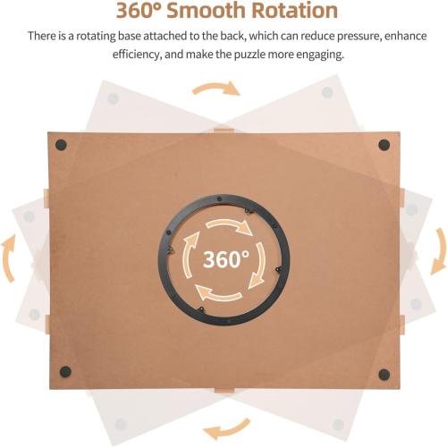 1500 Pieces Rotating Puzzle Board with 6 Drawers, Lazy Susan & Transparent Cover, 34.2x25.2 Portable Wooden Jigsaw Puzzle Board, Great Gift for Puzzle Enthusiasts