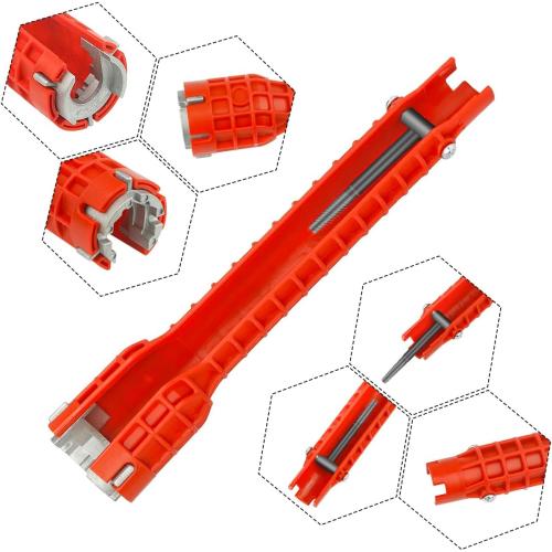 14 in 1 Faucet and Sink Installer,Faucet and Sink Wrench,Multifunctional Sink Wrench,Suitable for Installing Pipes under Bathrooms,Toilets,Kitchens,and Sinks（Red）
