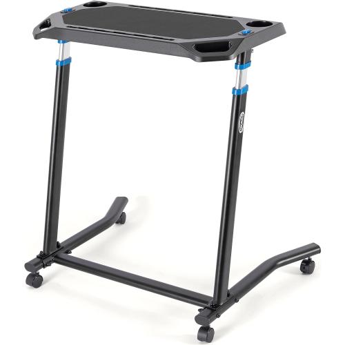 CXWXC Indoor Cycling Desk - Adjustable Height Bike Deak Laptop Stand Non-Slip Surface - Portable Bike Trainer Fitness Desk with Lockable Wheels