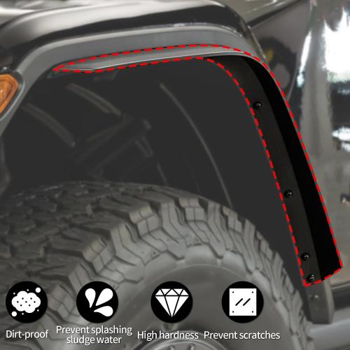 Front & Rear Fender Flares Extensions Set fit for 2018 2019 2020 2021 2022 2023 Jeep Wrangler JL & JLU 2/4 Doors, Wheel Fender Liner black 4PCS