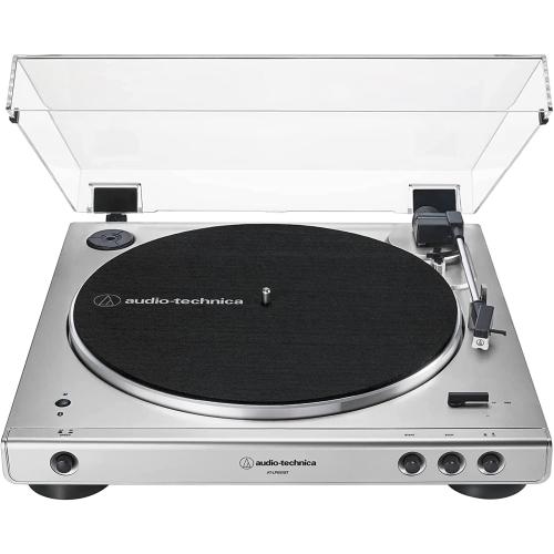 Audio-Technica AT-LP60XBT-SV Fully Automatic Bluetooth Belt-Drive Stereo Turntable, Silver, Hi-Fi, 2 Speed, Dust Cover, Anti-Resonance, Die-cast Aluminum Platter