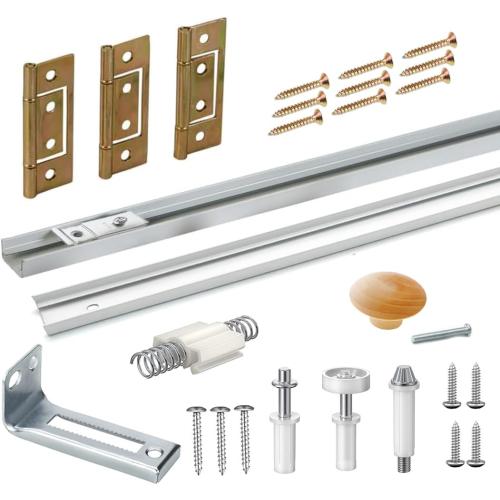 Bifold Door Hardware Kit with Track, Top & Bottom Pivot, Spring, Metal Pivot Pin and Steel Track (36 inch)