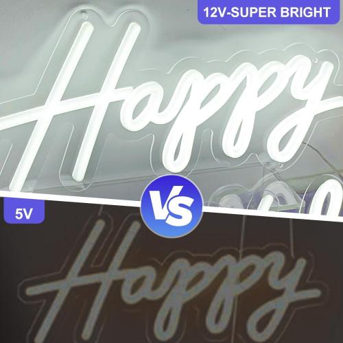 Big Size Happy Birthday Neon Sign Large - Happy Birthday Sign Large 2PCS, Happy Birthday Light Up Sign 12V with Dimmable Switch, Happy Birthday LED Sign for Backdrop, Party, Celebration, Decoration, White