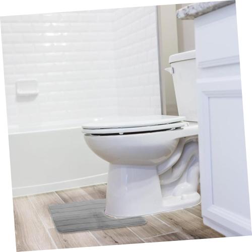 U Shaped Memory Foam Toilet Floor Mat Non Slip Bathroom Rug Pad with Soft Cushioning Skid Contour Bath Mat for Safe and Comfortable Use