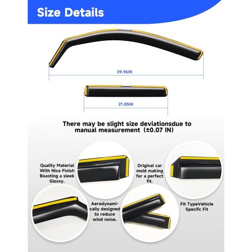 in-Channel Window Visors Rain Guards for Toyota Tacoma 2024-2026 DoubleCab