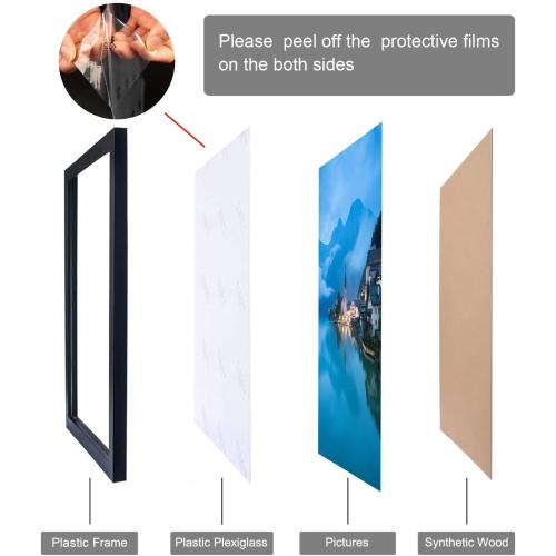 NAOKBOEE 20x26 Picture Frame in Black, Photo Frames with Plexiglass, Horizontal and Vertical Formats for Wall Mounting