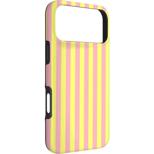 Cute Butter Yellow and Light Pink Stripes Vertical Line Case for iPhone 17 Pro Max