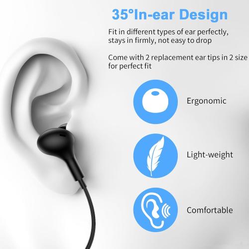 USB Earbuds with Microphone for PC Laptop,Wired USBA Headset,Black